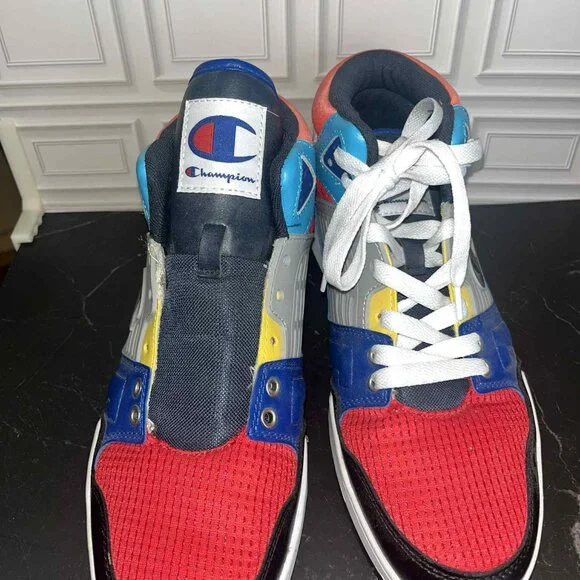 Champion 3 on 3 Hi Top Retro Basketball Shoes Black Red | Men's Size 9.5 - Picture 2 of 3